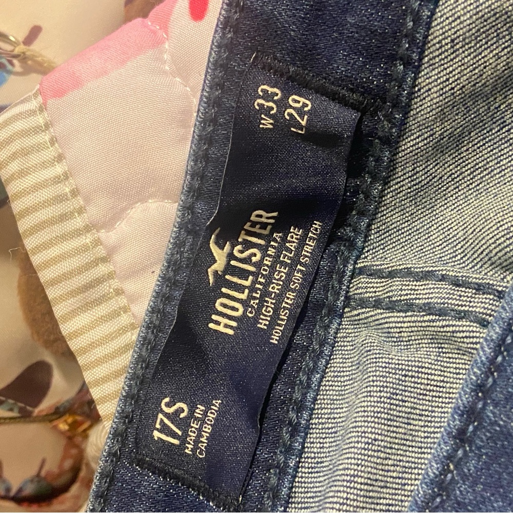 Hollister Blue High Rise Distressed Jeans